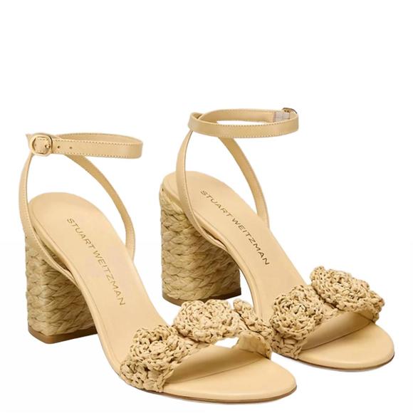 NEW STUART WEITZMAN magnolia block heel in natural
